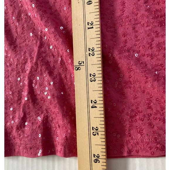 DKNY Womens Pink Sequined Short Sleeve Round Neck Top Size L Rave Party Sexy - Picture 6 of 8